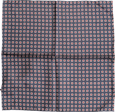 Blue Patterned Silk Square Handkerchief Scarf