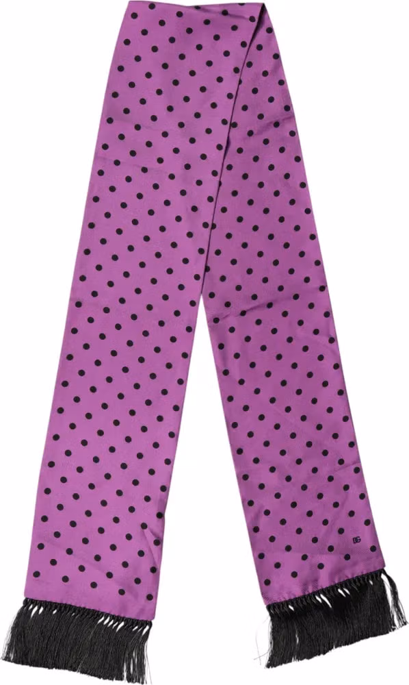 Violet Polka Dot Fringes Neck Foulard Scarf