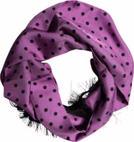 Violet Polka Dot Fringes Neck Foulard Scarf 2
