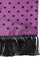 Violet Polka Dot Fringes Neck Foulard Scarf 3