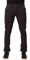 Dark Brown Cotton Stretch Skinny Mid Waist Men Trouser Pants 1