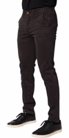 Dark Brown Cotton Stretch Skinny Mid Waist Men Trouser Pants 2