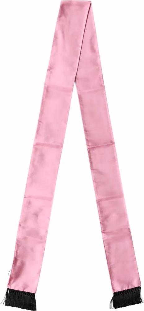 Pink Silk Fringes Neck Wrap Foulard Scarf