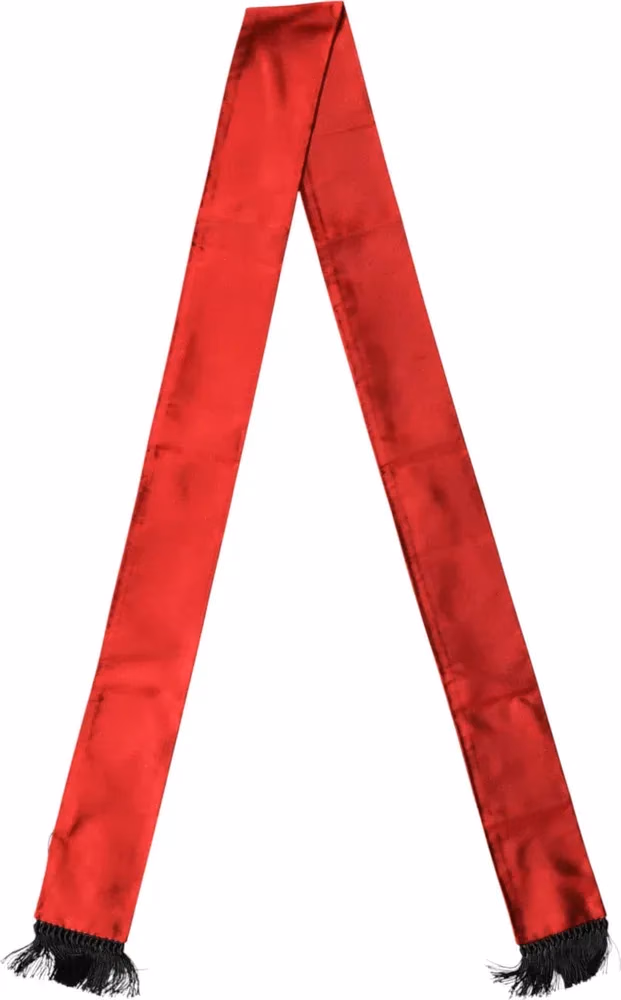 Red Silk Fringes Neck Wrap Foulard Scarf