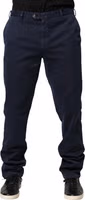 Dark Blue Mid Waist Skinny Chino Trouser Pants 1