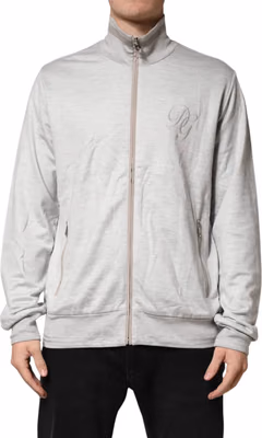 Light Gray Cotton Zipped Cardigan Sweater
