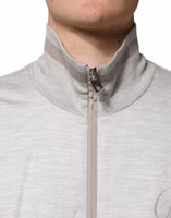 Light Gray Cotton Zipped Cardigan Sweater 4