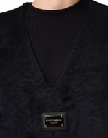 Black Cotton V-Neck Men Sweatshirt Sweater 4