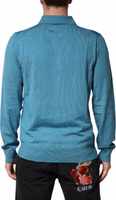 Teal Wool Collared Polo Pullover Sweater 3