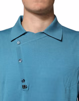 Teal Wool Collared Polo Pullover Sweater 4
