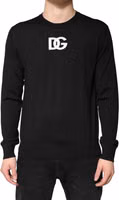 Black Wool DG Crew Neck Men Pullover Sweater 1