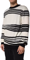 Black White Stripe CrewNeck Pullover Sweater 2