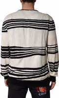 Black White Stripe CrewNeck Pullover Sweater 3