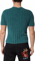 Dark Green Cotton Blend Men Crew Neck T-shirt 3