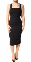 Black Square Neck Sleeveless Midi Dress 1