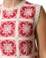 Multicolor Brick Stitched Crochet Mini Dress 5