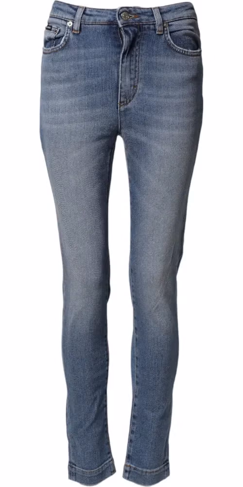Blue Washed Cotton Skinny Denim Trouser Jeans