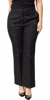 Black Floral Brocade High Waisted Trouser Pants 1