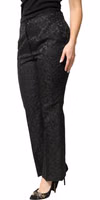 Black Floral Brocade High Waisted Trouser Pants 2