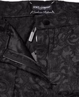 Black Floral Brocade High Waisted Trouser Pants 5