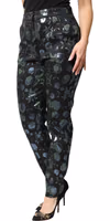 BlueGreen Floral Metallic Slim Trouser Pants 2