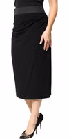 Black Wool High Waist Pencil Cut Midi Skirt 2