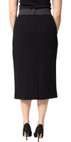 Black Wool High Waist Pencil Cut Midi Skirt 3