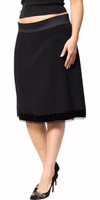 Black Mid Waist A-line Knee Length Skirt 2