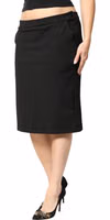 Black Polyester Pencil Cut Knee Length Women Skirt 2