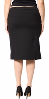 Black Polyester Pencil Cut Knee Length Women Skirt 3