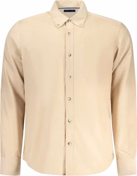 Beige Cotton Men Shirt