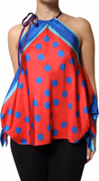 Multicolor Polka Dot Tie Halter Blouse  Top 1