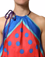 Multicolor Polka Dot Tie Halter Blouse  Top 4