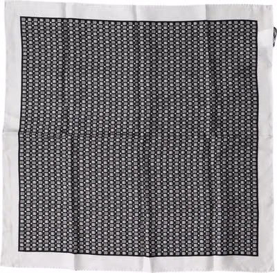 White Black Patterned Square Foulard Scarf