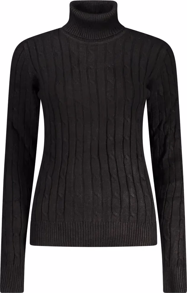 Black Viscose Women's Turtleneck Sweater