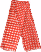 Red Checkered Stole Neck Wrap Shawl Scarf 1
