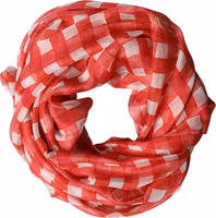 Red Checkered Stole Neck Wrap Shawl Scarf 4