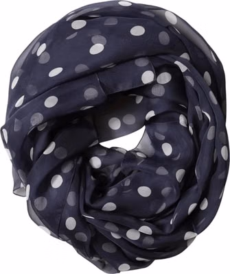 Blue Polka Dot Silk Neck Wrap Shawl 205cm x 132cm Scarf