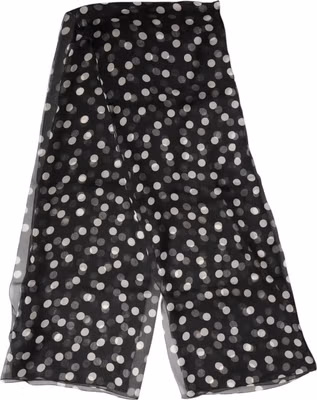Black Polka Dot Silk Neck Wrap Shawl 205cm x 137cm Scarf