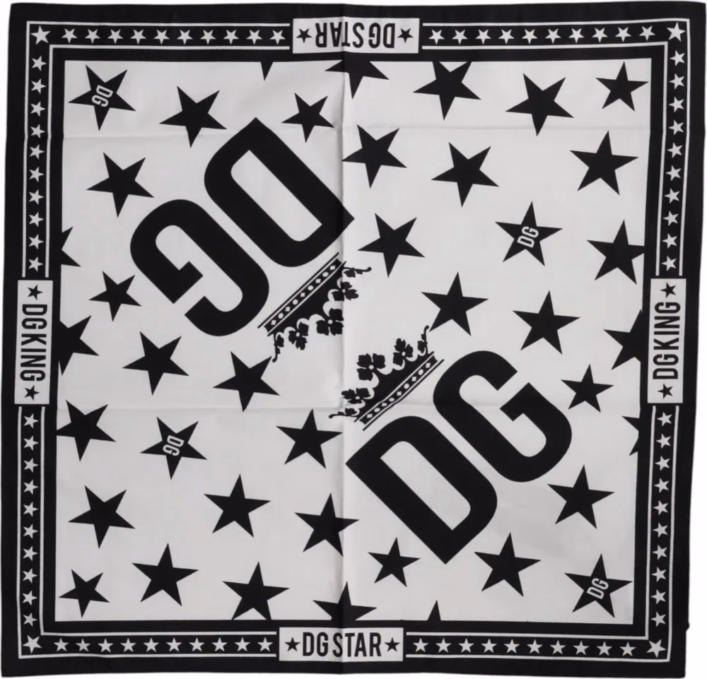 White DG Crown Print Square Foulard 52cm x 50.5cm Scarf