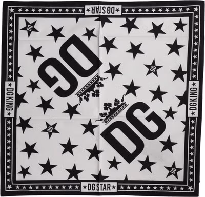 White DG Crown Print Square Foulard 52cm x 50.5cm Scarf
