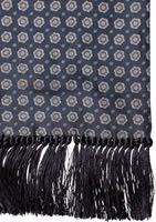 Blue Patterned Silk Fringes Foulard 138cm x 15.5cm Scarf 1
