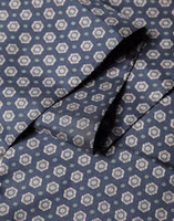 Blue Patterned Silk Fringes Foulard 138cm x 15.5cm Scarf 3