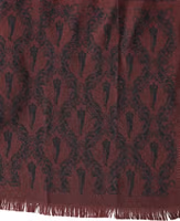 Maroon Patterned Silk Wrap Foulard Men 133cm x 22cm Scarf 1