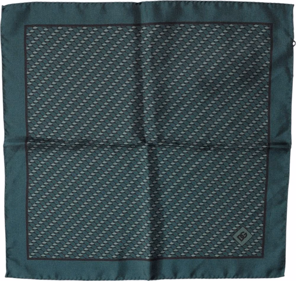 وشاح منديل أخضر داكن من الحرير المنقوش 32cm x 31cm