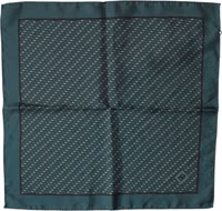 وشاح منديل أخضر داكن من الحرير المنقوش 32cm x 31cm 1