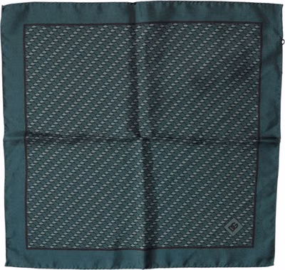 Dark Green Silk Patterned Handkerchief 32cm x 31cm Scarf