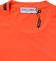 Neon Orange Polyester Crew Neck Men T-shirt 5
