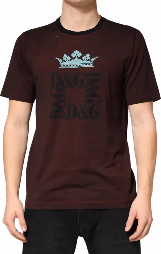 Maroon DG Crown Cotton Crew Neck Men T-shirt