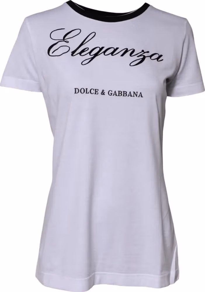 White Eleganza Cotton Crew Neck Tee T-shirt